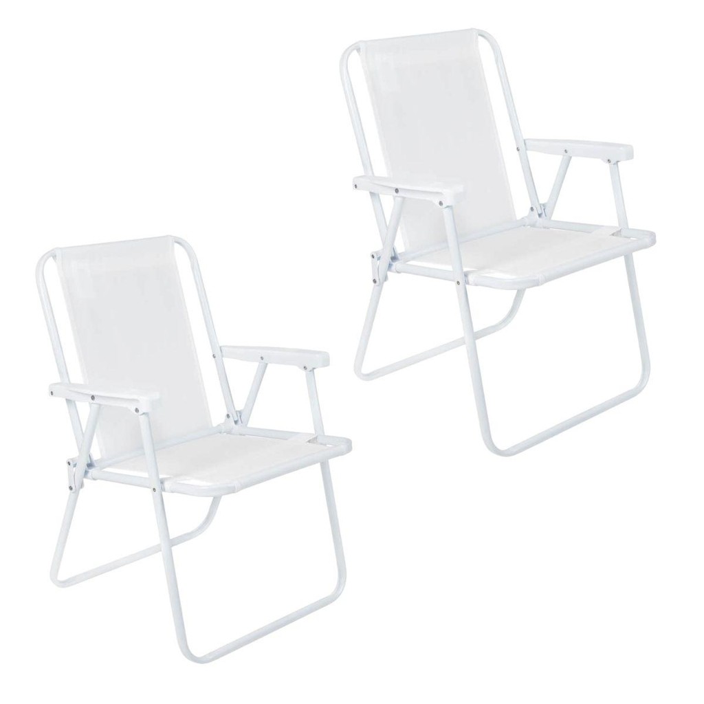 Kit 2 Cadeira de Praia Alta em Aço 110 kg Branca Mor em Oferta na Shopee