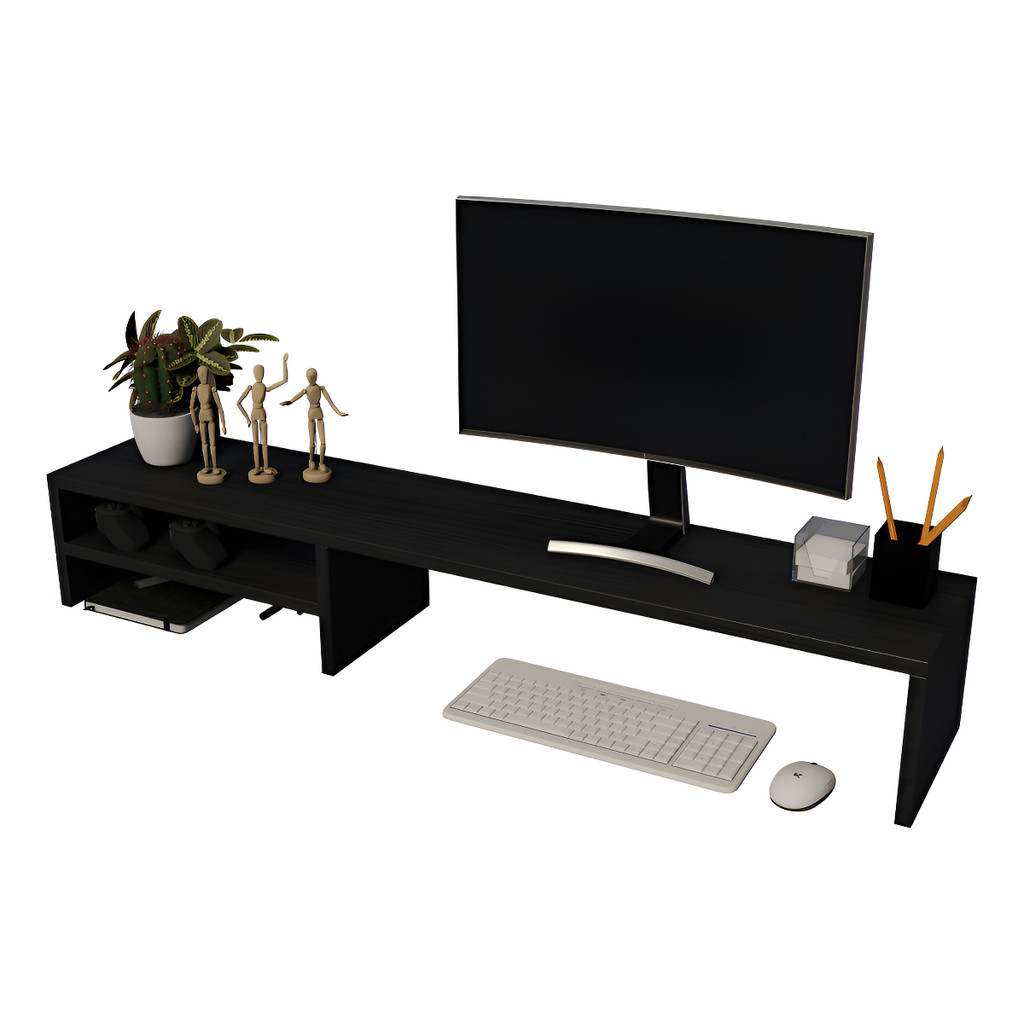 Suporte Para Monitor e Notebook Base Tríplex Madeira Elevatória Cor Preta P/ Gamer Escritório Quarto em Oferta na Shopee