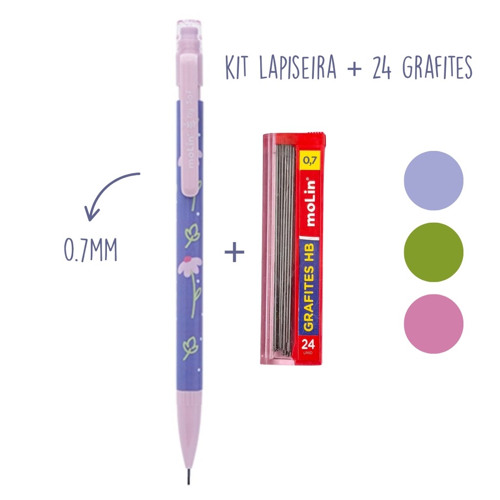 Kit Lapiseira Molin Lilac Fields + 24 Grafites by Sof Martins