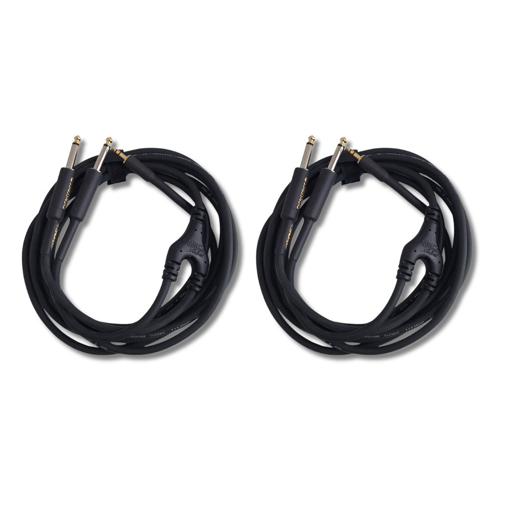 Kit 2 Cabo P2 Estereo + 2 P10 Macho Mono 3.05m 0.30mm Dj Series Mac Cabos