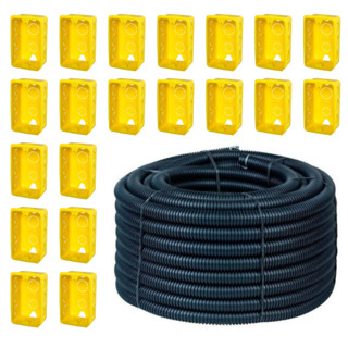 Kit 20 Caixa De Luz 4x2 Amarela + Rolo de Conduíte Eletroduto 50 Metros 3/4 Corrugado Reforçado em Oferta na Shopee