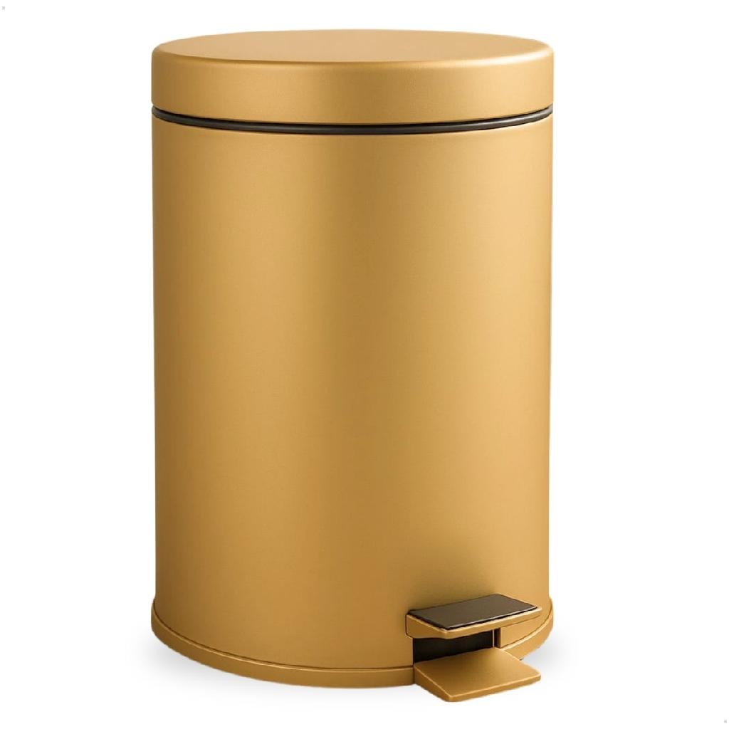 Lixeira Dourada Inox 5L com Pedal e Cesto Removível Crie & Construa