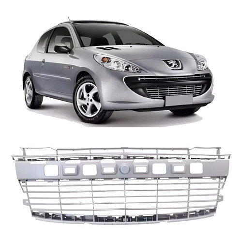 Grade Dianteira Parachoque Peugeot 207 2009 2010 2011 2012 2013 2014 2015 Prata em Oferta na Shopee