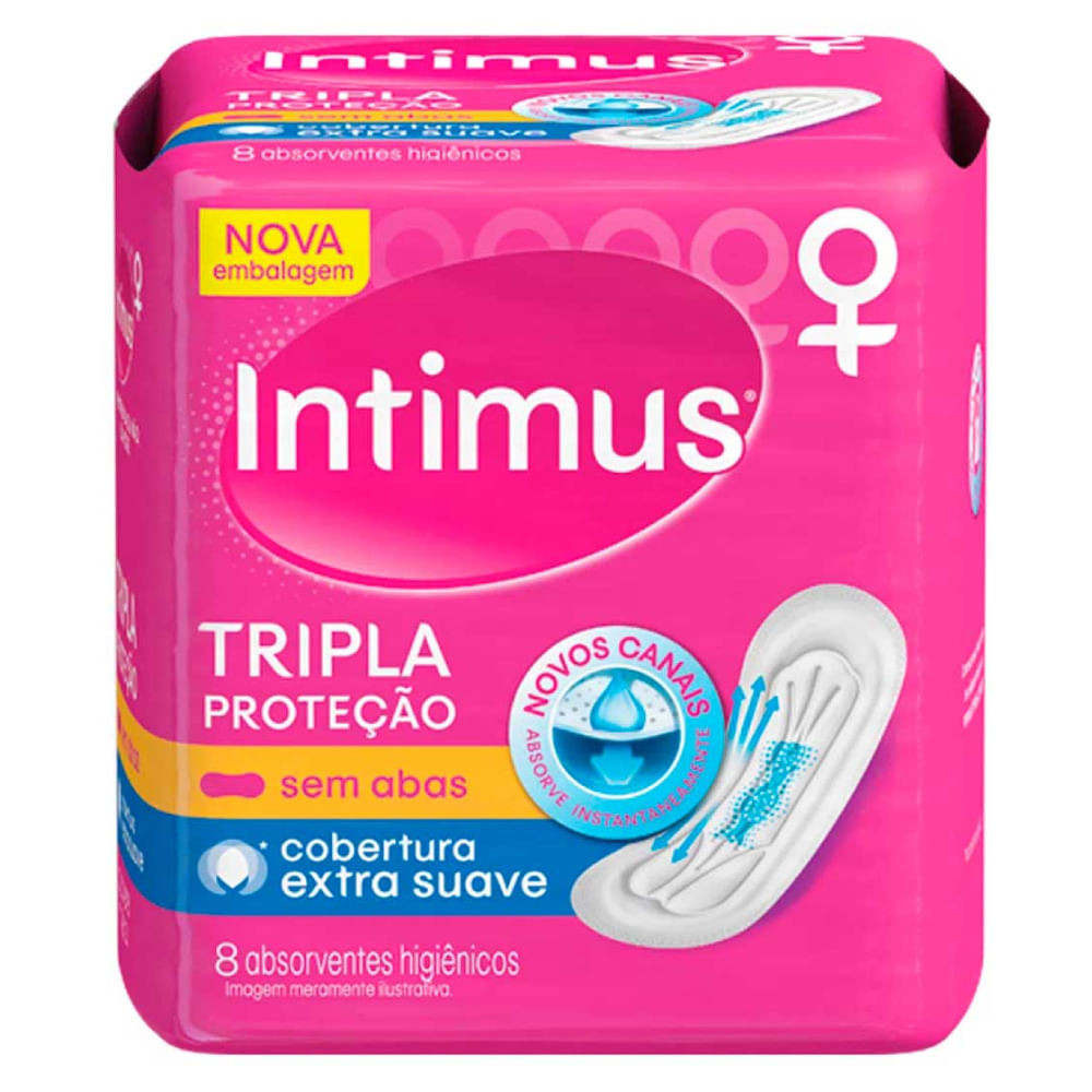 Absorvente Intimus Tripla Proteção Fluxo Médio Extra Suave Sem Abas Com 8 Unidades em Oferta na Shopee