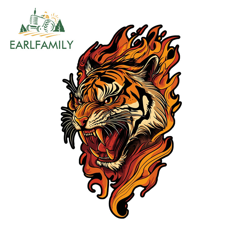 EARLFAMILY Fogo Animal Adesivo De Carro Interessante Campervan Motocicleta Tronco Veículo À Prova Dwaterproof Água Decal