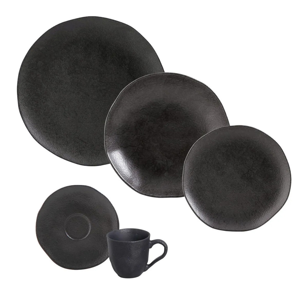 Jogo de Jantar 20 Peças em Stoneware Orgânico Carbon Porto Brasil