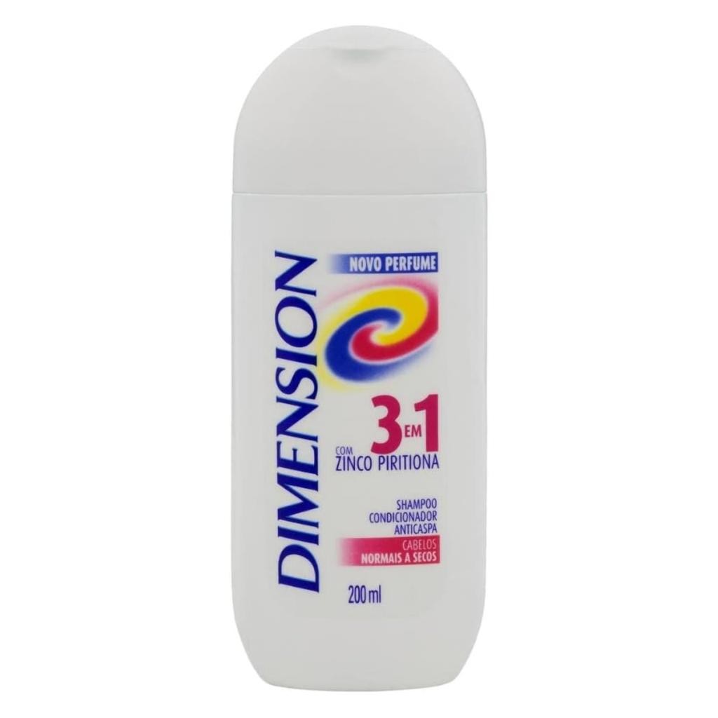 Shampoo Dimension Anticaspa 3 em 1 200ml Cabelos Oleosos Secos Zinco Piritiona