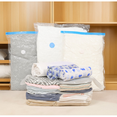 Kit 10 Sacos a Vácuo Hermético 60x80cm + Bomba Sucção Para Edredom Toalhas Roupas