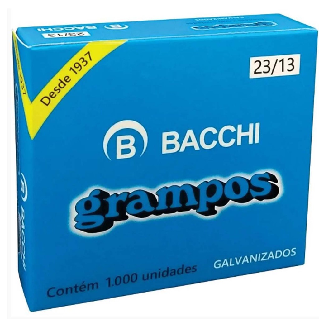 Grampo grampeador 23/13 galvanizado 1000 un Bacchi