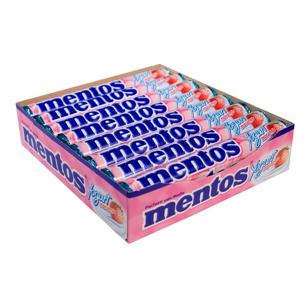Drops Mentos Morango Yogurt Embalagem com 16 Unidades