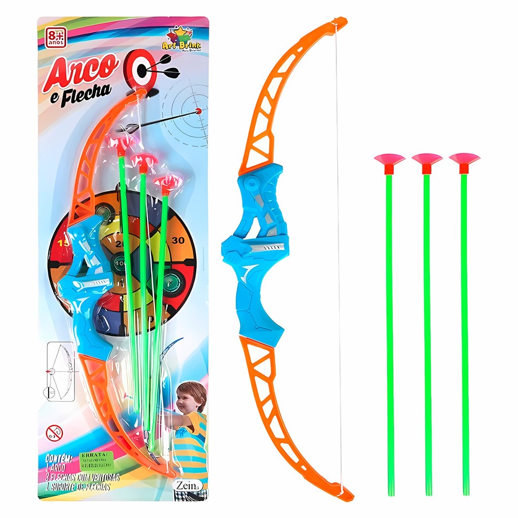 Brinquedo Esportivo Arco E Flecha Educativo De Pontaria Com 3 Flechas Ventosa Coloridas - Art Brink em Oferta na Shopee