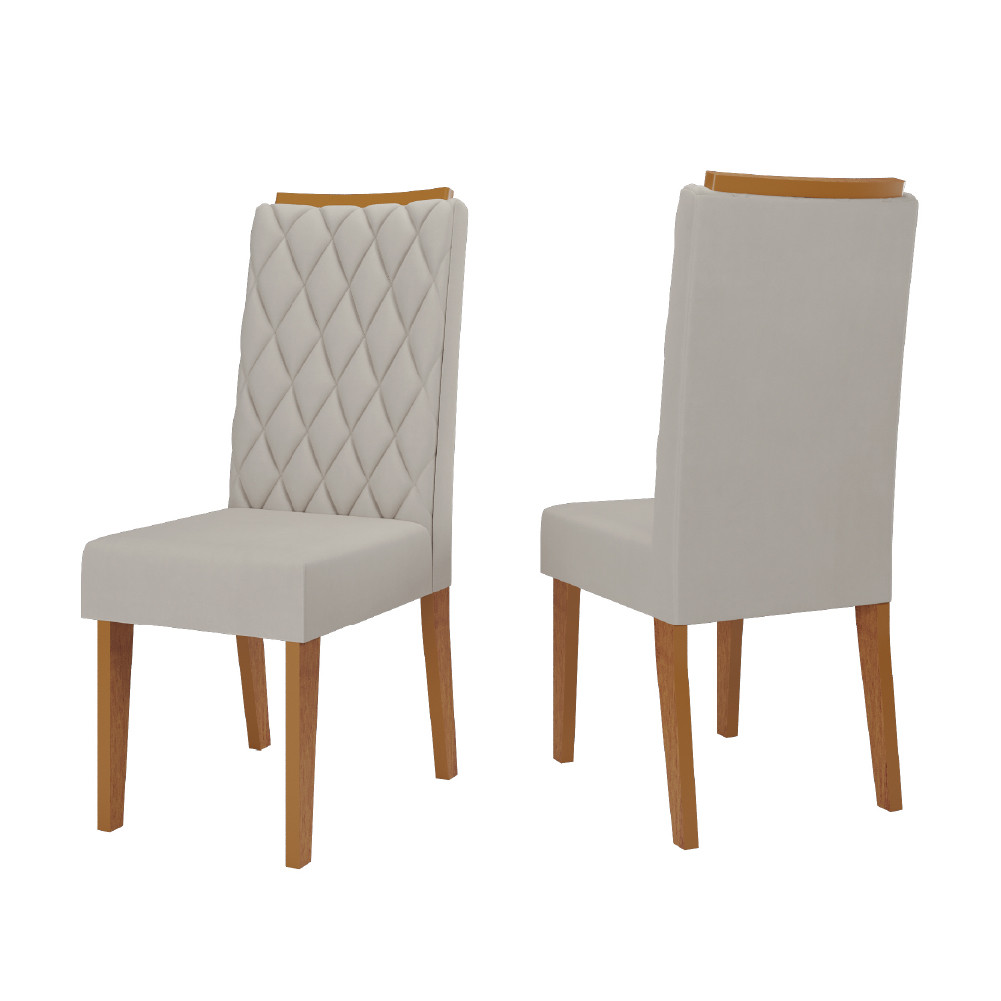 Conjunto com 2 Cadeiras Estofadas Veludo Sala de Jantar Bele Viero