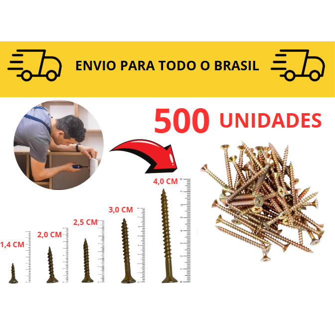 Parafuso Madeira / Chipboard para móveis 500 unidades Philips/ MDF/ Móveis/ Marcenaria/ Parafuso