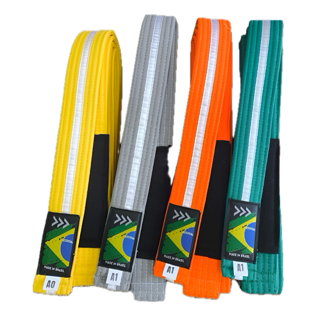 Faixa Infantil Premium para Jiu-Jitsu – Fita Branca e Ponta Preta – Vários Tamanhos