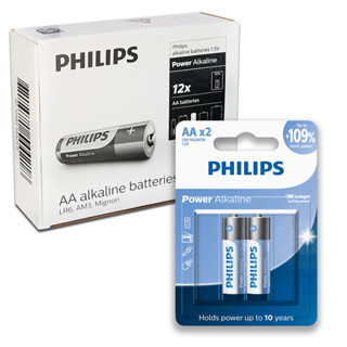 Pilha Alcalina AA Philips Bateria 2A Pequena Caixa kit 24 unidades em Oferta na Shopee