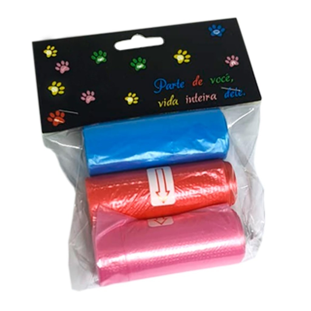 Kit 3 Refil Cata Cata Saquinhos Higiênicos Biodegradável para Pets Cães cachorros Saco Rolinhos Lixo