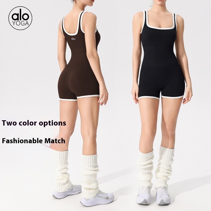 Alo High Sense Yoga Macacão Fitness Dança Esportes Cinto Almofada No Peito Roupas De