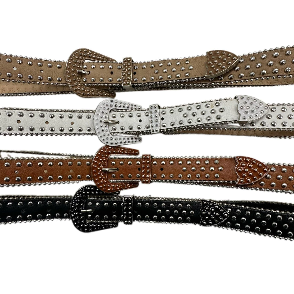 Cinto Estilo Country Unissex Detalhe Metal Bolinhas Moda — imagem 1