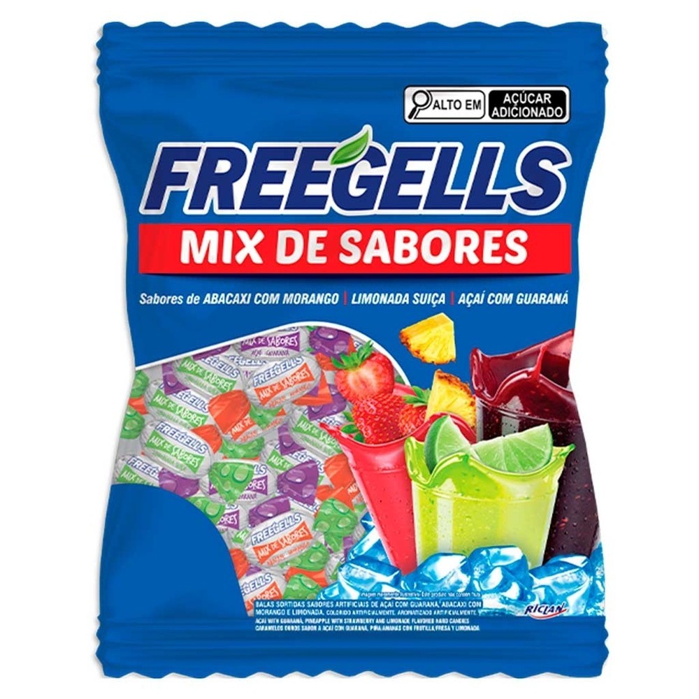 Bala Dura Mix de Sabores Azul Refrescante Freegells 475g - Riclan em Oferta na Shopee