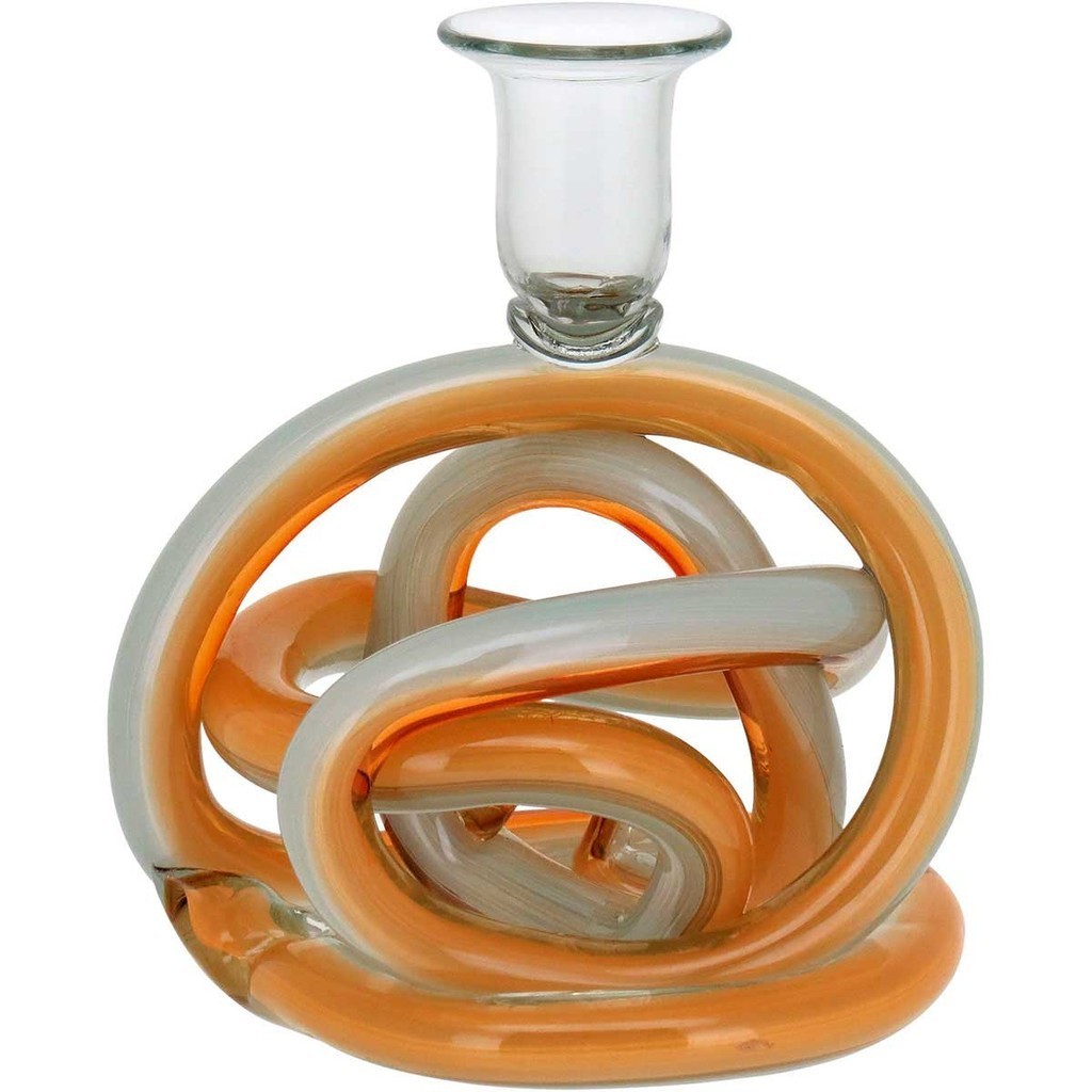 Castiçal de Vidro Orbit Âmbar 14x14x16cm Home &amp; Co