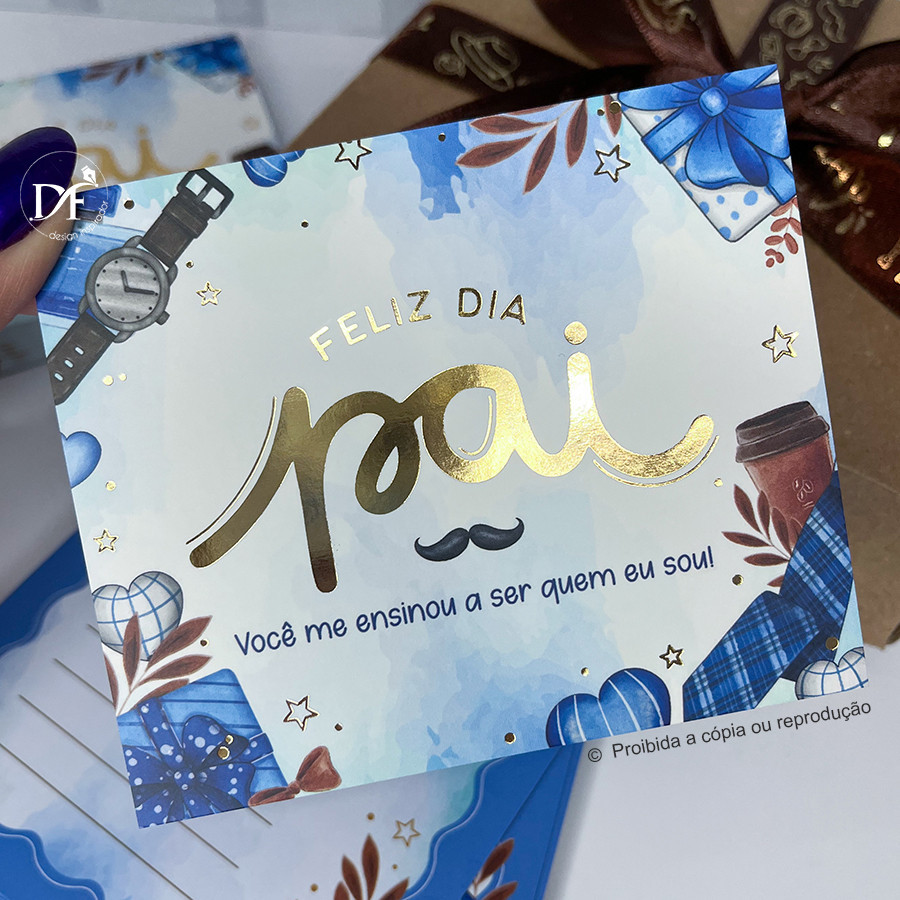 10 ou 25 Postais Dia dos Pais - com Hotstamping - Cartões para presentes ou encomendas