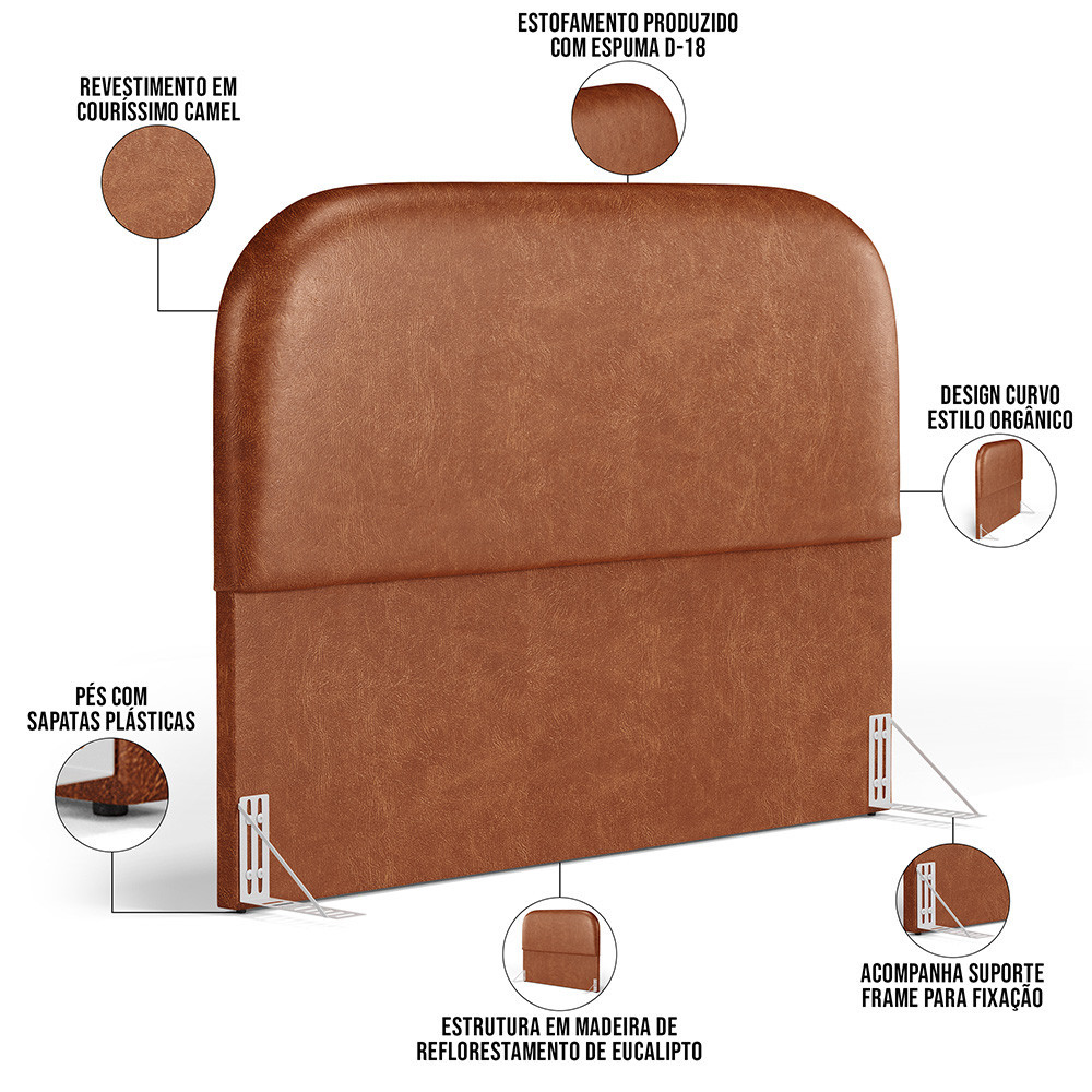Cabeceira Cama Box King 195cm Orgânica Lanna W01 Couríssimo Camel - Lyam Decor · foto 2