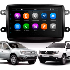 Kit Multimídia 7 Polegadas MP5/BT 2Din + Moldura Preta Kwid Captur Sandero Logan Duster - AP550
