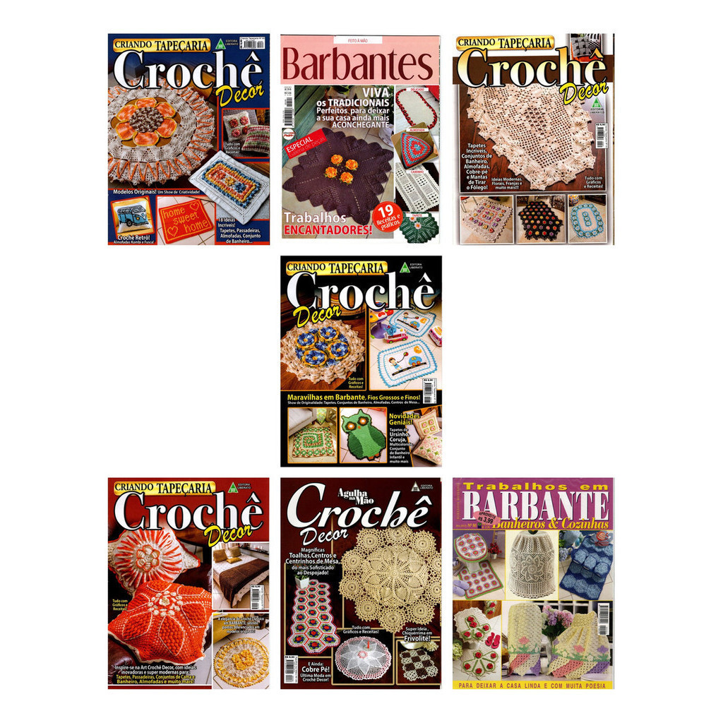 Kit 5 Revistas Tapeçaria Barbante Crochê Tapete Lote 1
