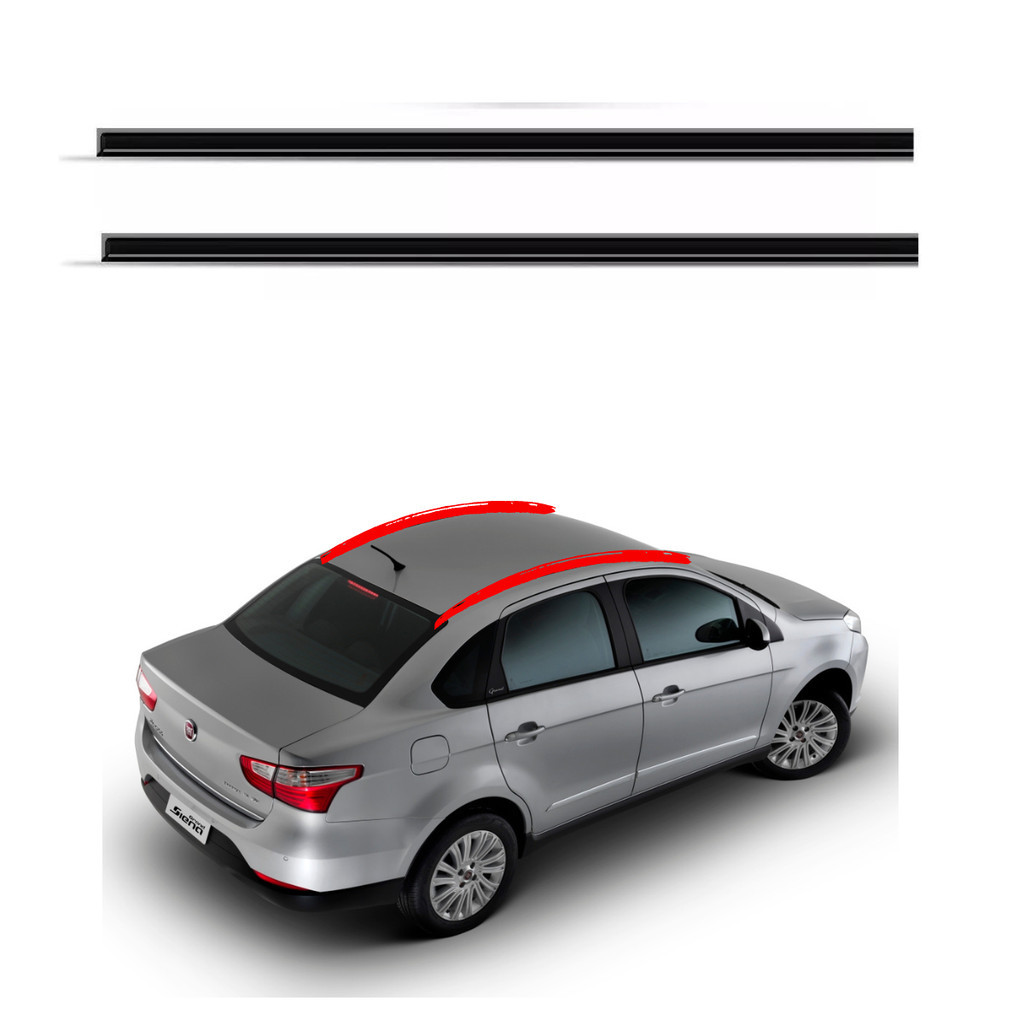 kit Par esquerdo e direito do friso borracha para teto Fiat Grand Siena 2012 2013 2014 2015 2016 2017 2018 2019 2020 2021 2022