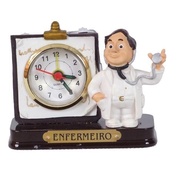 Boneco Profissional Enfermeiro Miniatura C/ Relógio 8 Cm