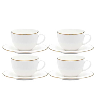 Jogo Xicaras De Café Com Pires 90ml Porcelana Kit 4 Peças Borda Dourada Luxo Legacy Gold em Oferta na Shopee