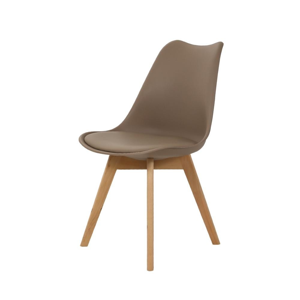 Cadeira Para Jantar Cozinha Saarinen Leda Design Wood Base Madeira Nude em Oferta na Shopee