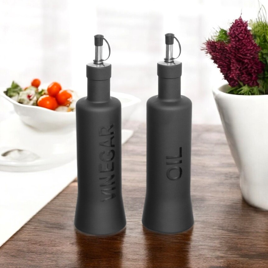 Galheteiro Nero Vidro Porta Azeite E Vinagre 300ml 2 Peças