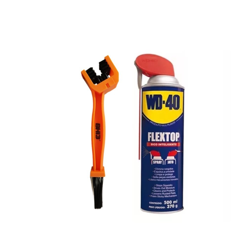KIT LIMPEZA CORRENTE WD-40 MULTIUSO WD40 - 500ML + ESCOVA