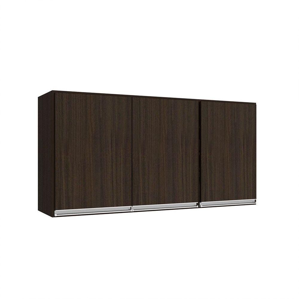 Armário Aéreo Evidence 3 Portas 120cm Com Prateleira Poliman Móveis Amêndoa em Oferta na Shopee