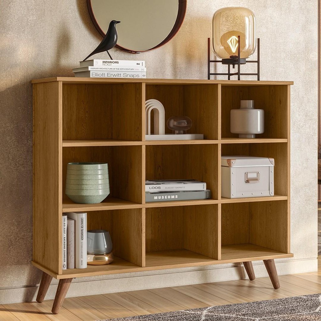 Nicho Organizador Pés Palito Retrô Freijó - Qmovi em Oferta na Shopee