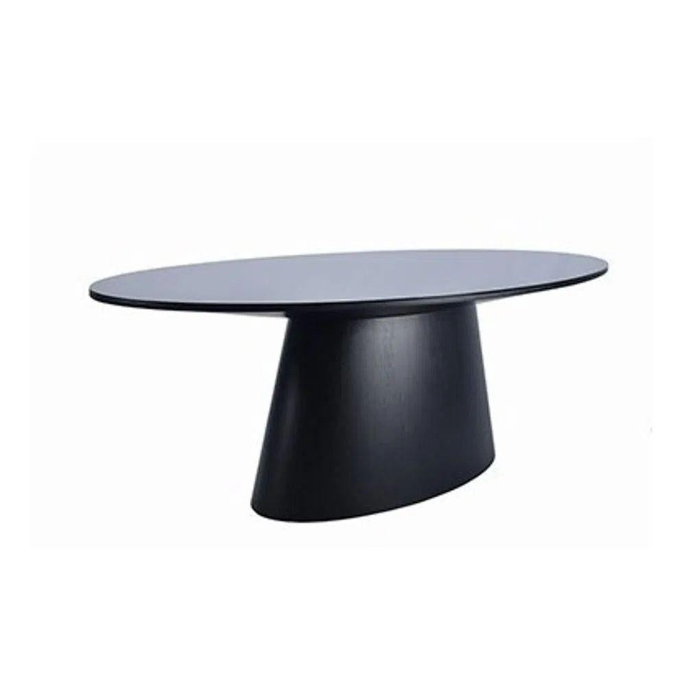 Mesa De Jantar Cone Oval 180x100 Cm Laqueada Cor Preto em Oferta na Shopee