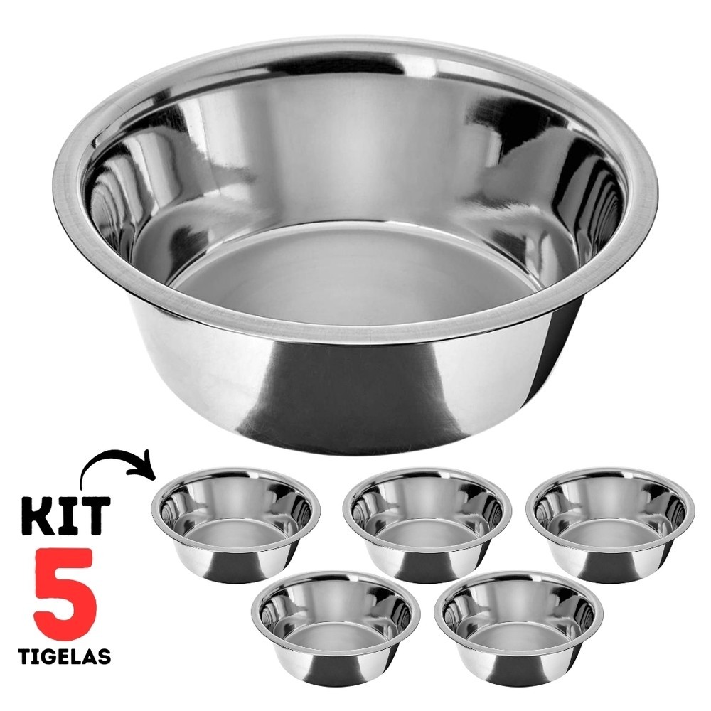 Kit 5 Tigela de Inox Nº1 Comedouro Pet Cães Gatos em Oferta na Shopee