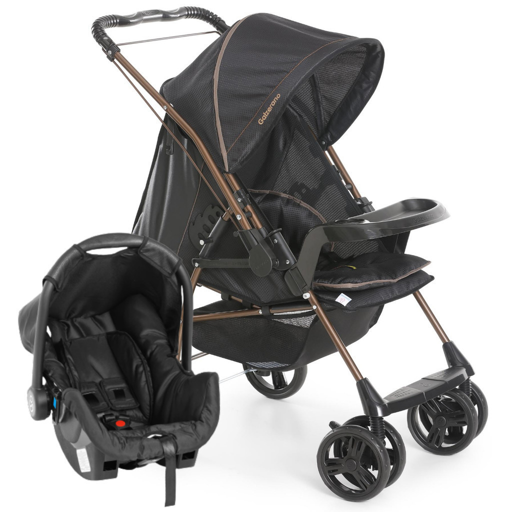 Kit Carrinho de Bebê Galzerano Reversível Milano com Bebê Conforto Grid