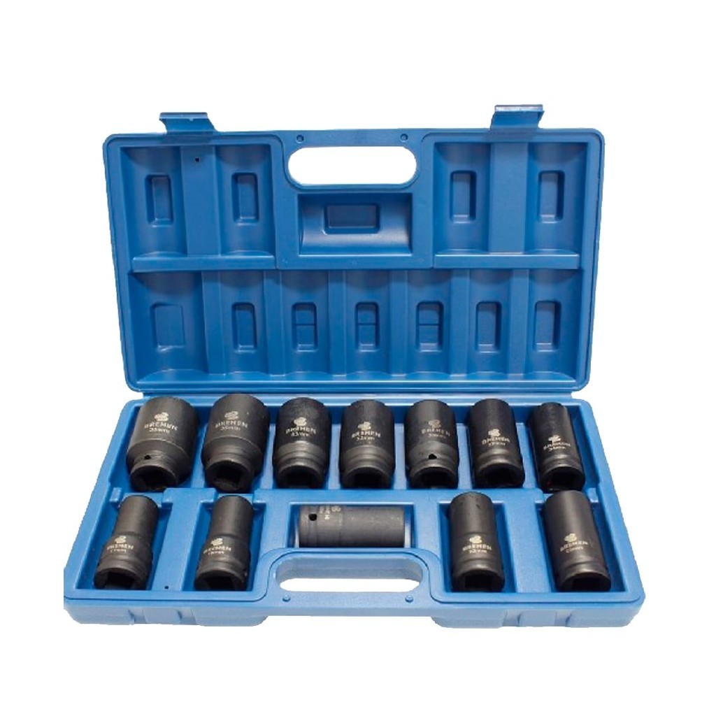 Jogo de Soquete Longo Impacto 3/4" 17-38mm 12 Pecas Bremen 9465 em Oferta na Shopee