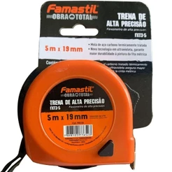 Trena Famastil 5m x 19mm Alta Precisão Fita Aço Profissional Construção Marcenaria Oficina