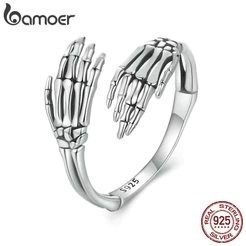 Bamoer 925 Sterling Sliver Ring Anel De Fita Ajustável Abraço Mão Moda Jóias Presentes Para Mulheres