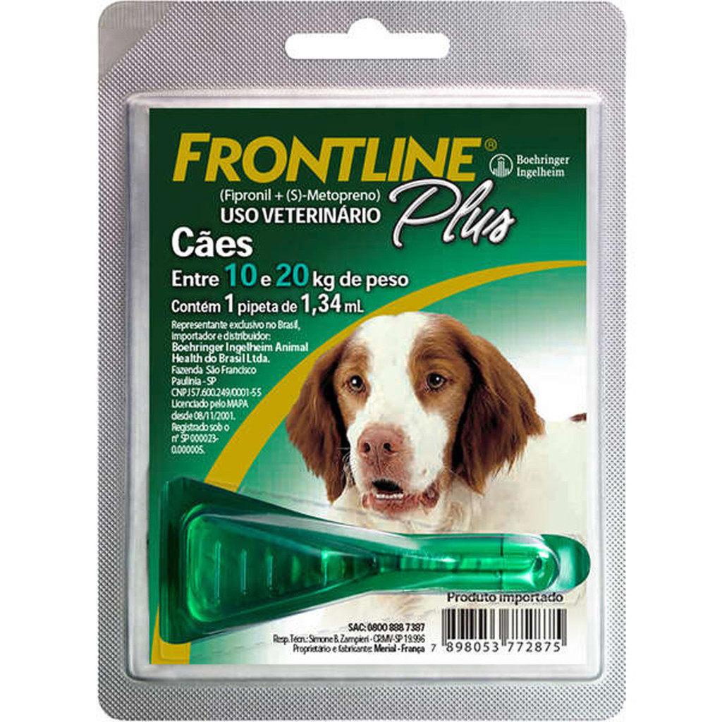 Frontline Plus para Cães de 10 a 20 Kg - 1 Pipeta - 1,34 mL - Pets