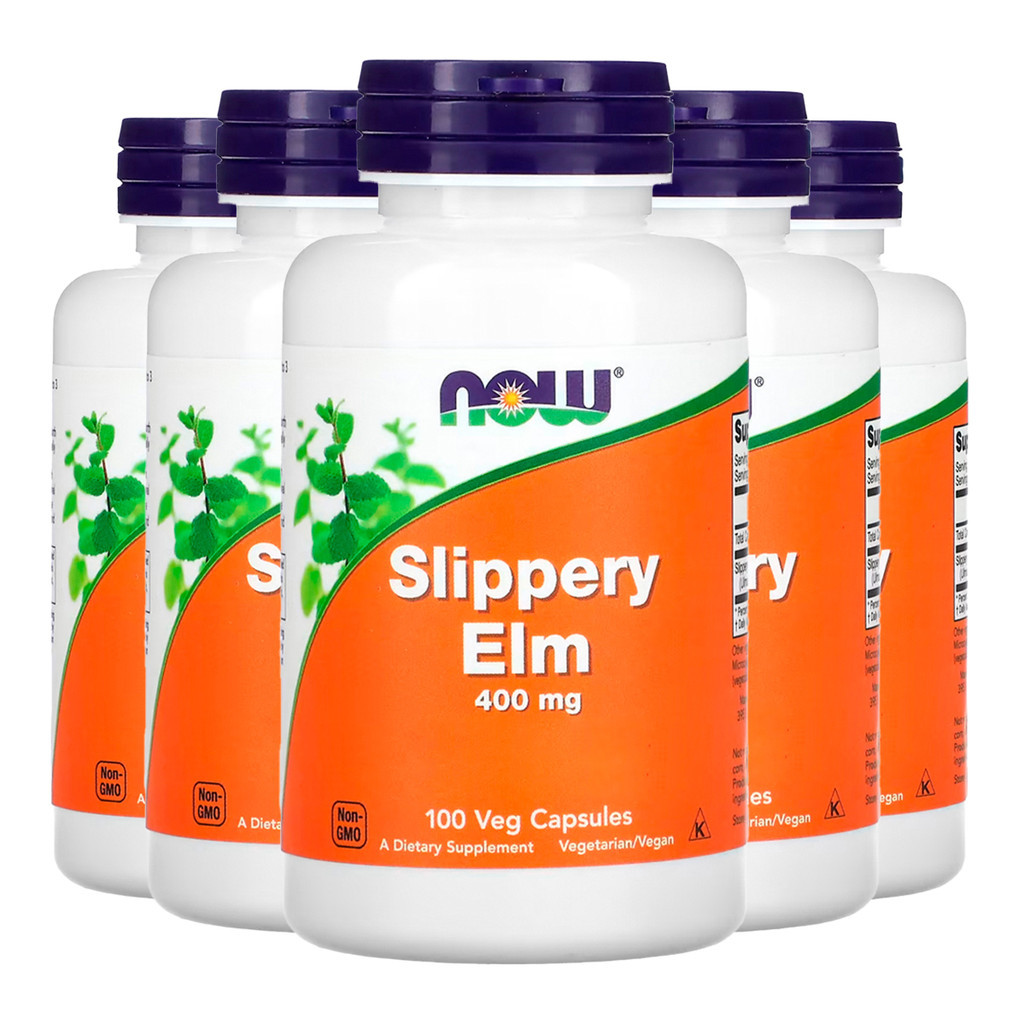 Kit 5x Ulmus Rubra 400mg Now Foods Slippery Elm 100 Veg Caps /Made in Usa em Oferta na Shopee