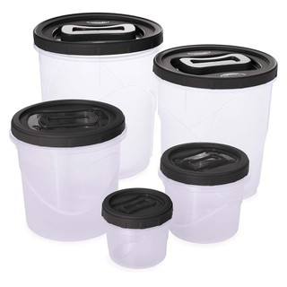 Kit 5 Potes Porta Mantimentos Médios Redondos Preto Plasútil em Oferta na Shopee
