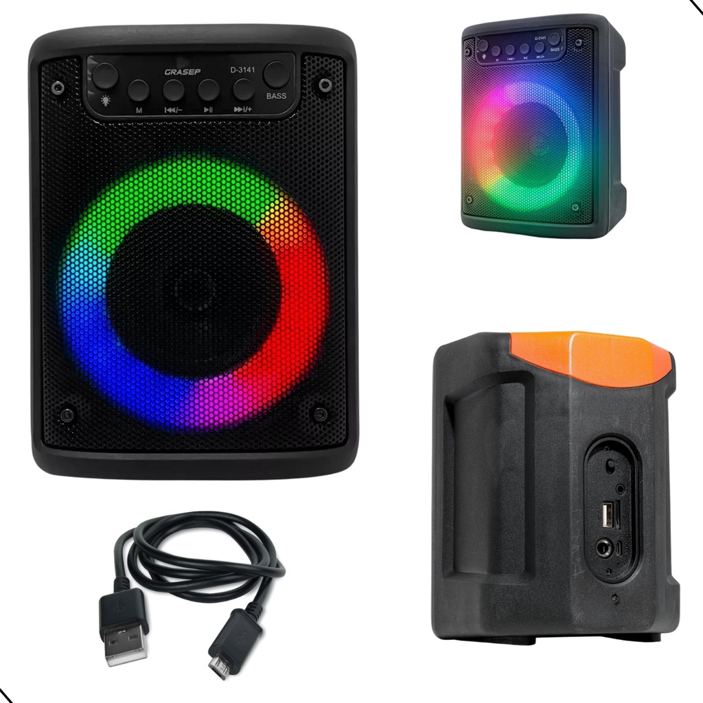 CAIXA DE SOM PORTATIL RGB 3" 10W D-3142 GRASEP