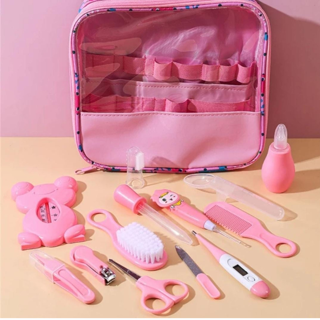 Kit Higiene Cuidados Saúde Bebê Recém Nascido 13pc Azul Rosa Portatil