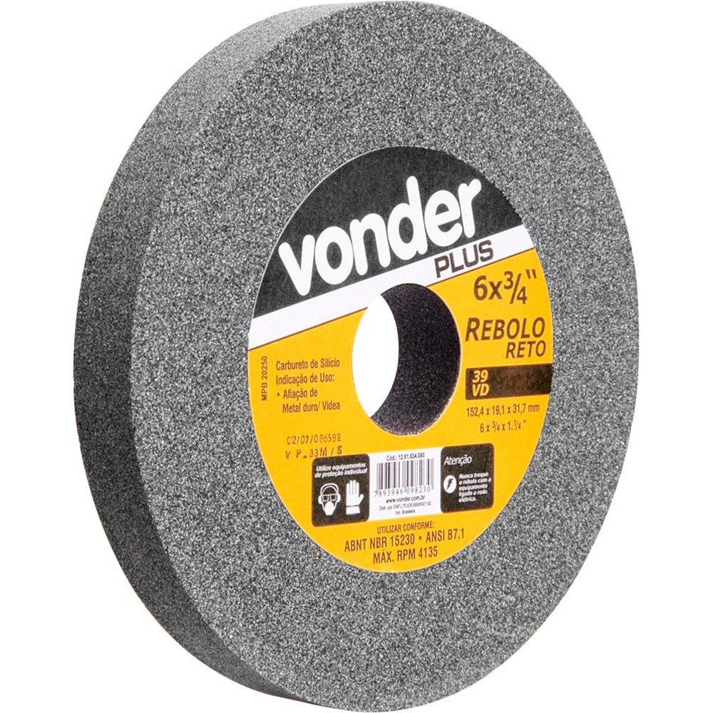 Rebolo Reto 152,4x19,0x31,8 G120 Verde para Vídea 39cvd Vonder Plus