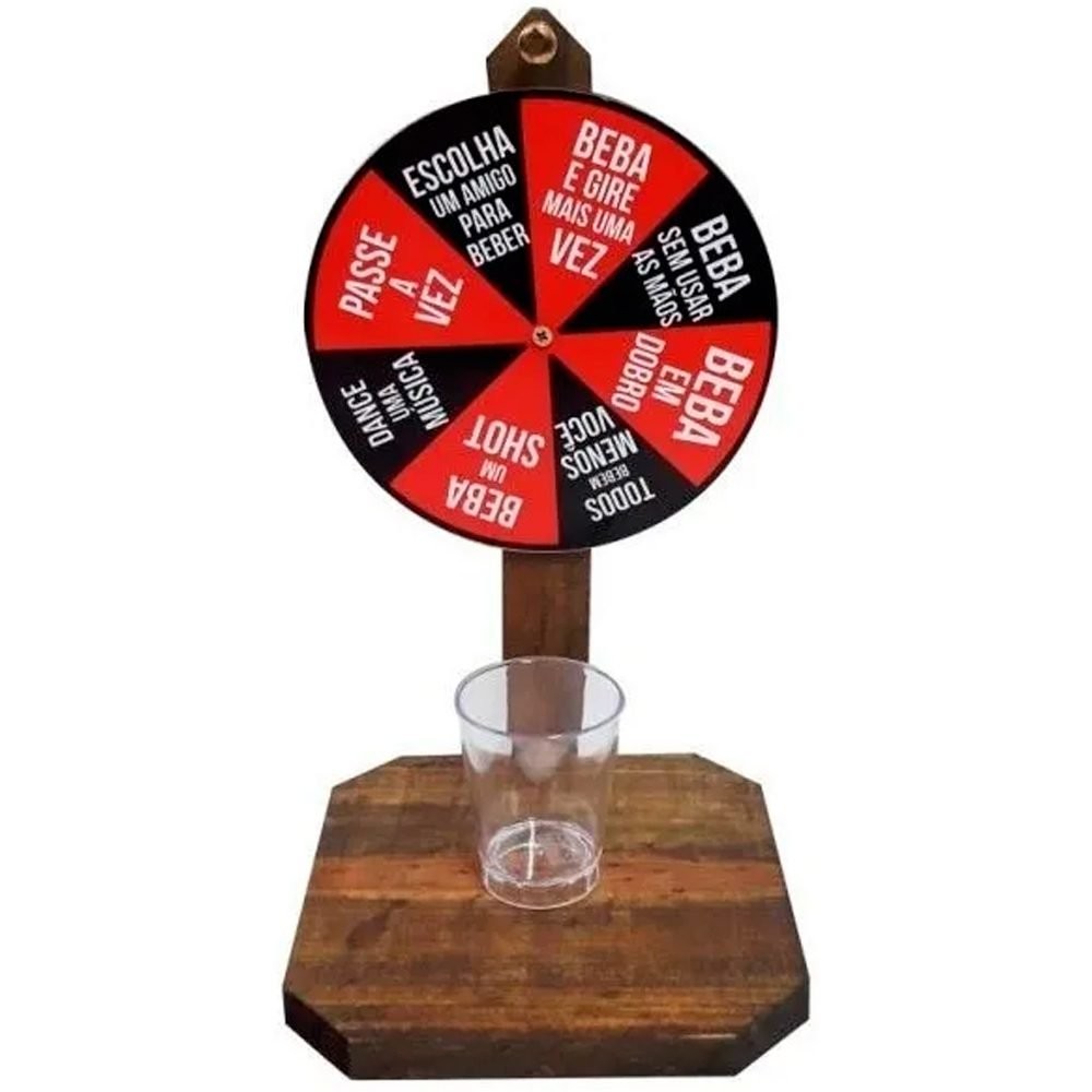 Jogo Gira Roda Roleta Shots Drinks com Copo Decor Beba um Shot