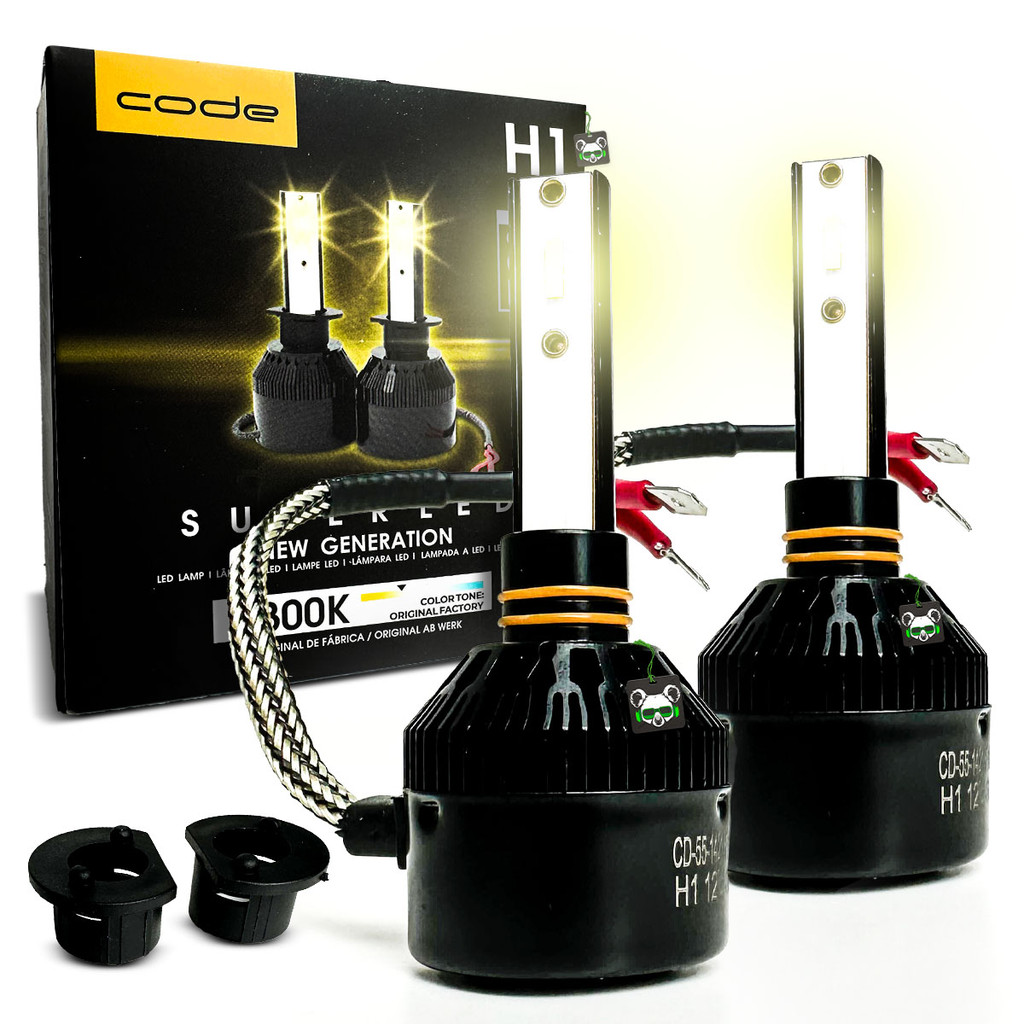 Par Super Led 3200l Tipo Xenon 4300K Encaixe H1 Lâmpada Automotiva - Spare Parts and Accessories for Vehicles